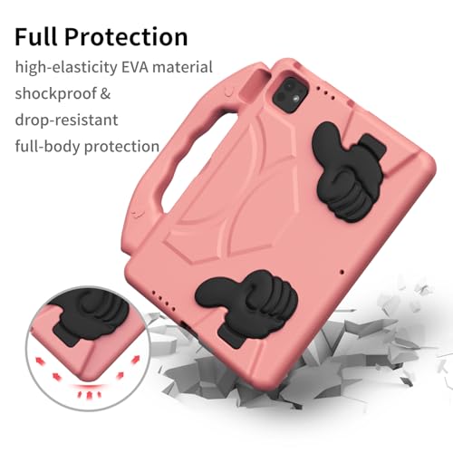 Funda para iPad Pro 11 infantil resistente a caídas con asa anticaídas rosa 3