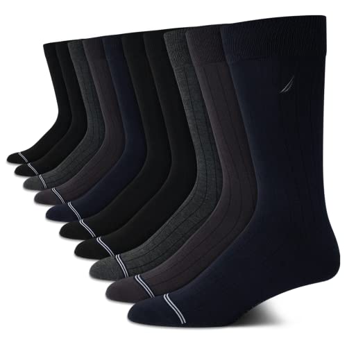 Nautica-Mens-Dress-Socks-Solid-Crew-Socks-10-Pack