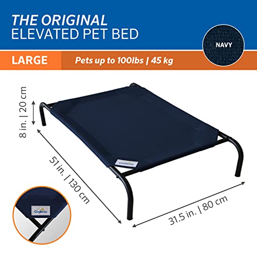 Image of Coolaroo Original Elevated Dog Bed - Breathable Off-The-Ground Pet Bed with Cooling Fabric, Joint Relief & Moisture-Resistant Fabric, 100% Recyclable, Easy Clean, Navy Blue, Large