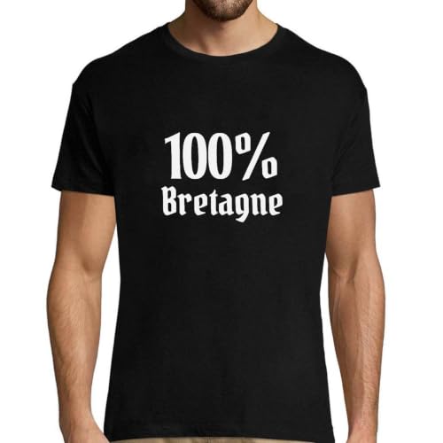 T-Shirt Homme 100% Bretagne en coton noir pour un look breton authentique