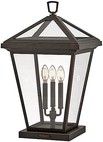 Hinkley Alford Place 2557OZ Large Pier Mount Lantern, Die Cast Aluminum Frame, Sealed Clear Glass, Oil Rubbed Bronze