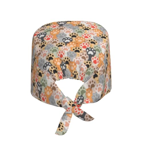 Image of Working Cap Scrub Cap with Sweatband Adjustable Unisex Tie Back Hat for Cleaning Farm Nursing