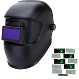 JHTii Flip-up Black Glass Welding Mask, Detachable Black Lens, with 5Pcs Shade Welding Glass Lens