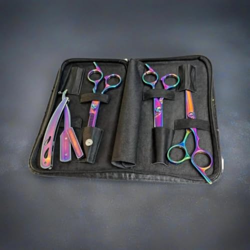 Kit Barbeiro Aço Inox Cabeleireiro Tesouras Navalha Pentes Barbearia Corte Masculino Profissional Ba