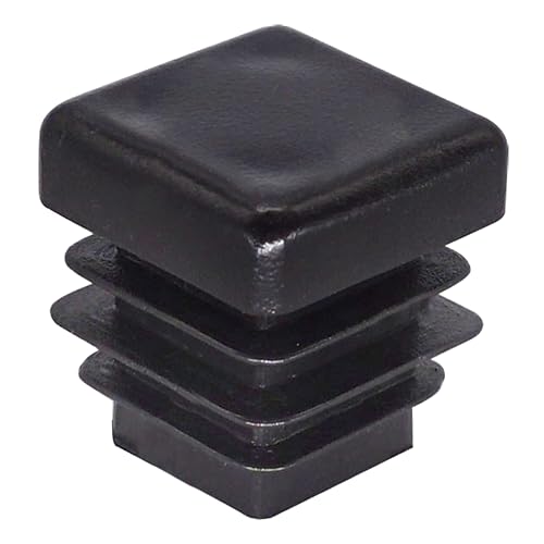 SKIR'CO (40 piezas) Tapones Cuadrados de Plástico 16 x 16 mm, Tapas de Extremo de Tubo Mate, Insertos de Tubo Cuadrado, Tapones de Poste de Valla, Negro RAL 9005