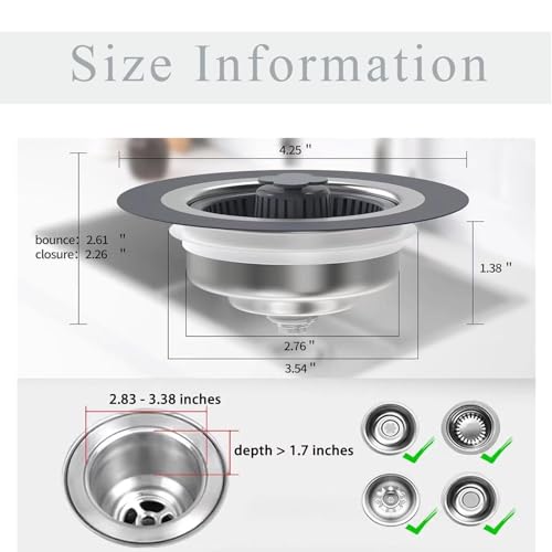 Colador para fregadero de cocina, acero inoxidable 3 en 1 miniatura 2