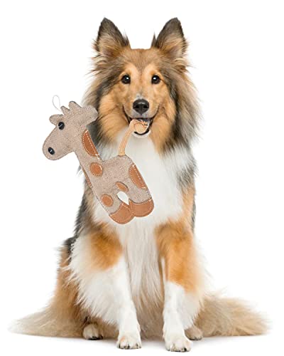 Crazy Tails Giraffe Dog Squeak Toy Jute Leather With Cotton Filling Rope Durable Squeaky Knottie #TOP3