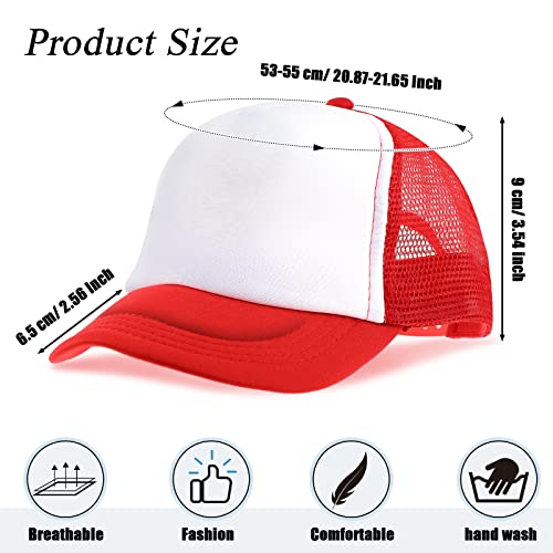 Trucker Hat For Kids Summer Polyester Mesh Cap Adjustable Sublimation Blank Hats Baseball Caps For Outdoor (Colorful, 16 Pack) #TOP1