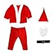 Fiesta Cotigo Disfraz Papá Noel bebe Niño - Disfraces para Niños - Chaqueta,Pantalón,Barba,Gorro y Cinturón para Navidad o Cosplay,Conjunto de 5pcs,Rojo (Niño 1-2año)