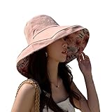 FaroDor Women's Floral Print Reversible Bucket Fishing Hat UV Sun Protection Wide Brim Summer Beach Hat Packable Pink