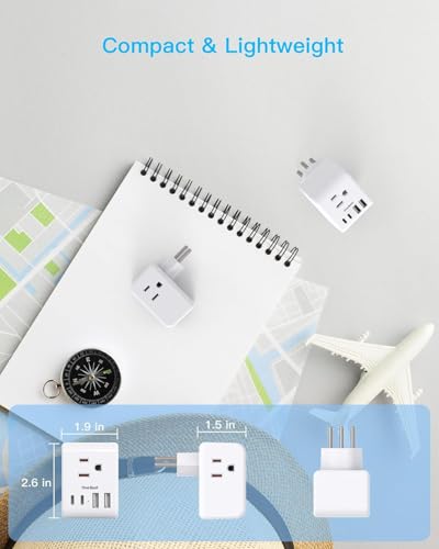 Image of 2 Pack Switzerland Travel Plug Adapter, Type J Power Adaptor with 3 Outlets 4 USB Charging Ports(2 USB C), Swiss Outlet Adapter Travel Plug for US to Switzerland, Liechtenstein, Rwanda