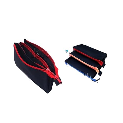 Flat Triple Pocket Pencil Case Pouch Black -Ideal for School/College/Uni Makeup