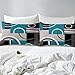 Erosebridal Modern Turquoise Decor Duvet Cover Gray Black Blue Stripe Geometric Bedding Set Queen Size Retro Circle Swirls Comforter Cover Modern Abstract Texture Color Art Quilt Cover