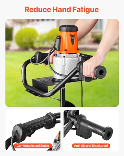 VEVOR Electric Post Hole Digger, 5.71 in Auger Bit with 1500W Powerful Motor, 140 RPM Alloy Steel Earth Auger Drill Bit with 10.24 in Extension Rod, for Post Hole Digging, Drilling & Tree Planting - Thumbnail 5