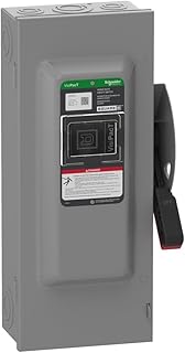 Square D by Schneider Electric VHU363 VisiPact Heavy Duty Safety Switch with Viewing Window and Red (On) and Black (Off) Indicators, Unfused 3 Pole, 100A, 600VAC/600VDC, Type 1