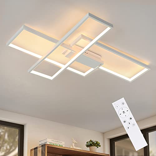 Mursche LED Deckenleuchte Dimmbar Modern Deckenlampe - Weiß Wohnzimmerlampe mit Fernbedienung 65W Geometrisch Design Deckenbeleuchtung aus Metall für Wohnzimmer Schlafzimmer Flur und Büro Cover
