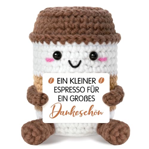 Sayregifty Dankeschön Geschenke, Klein Gestrickte Positive Kaffeebecher Glücksbringer für Frauen Männer, Danke Geschenk für Frauen Männer Freunde Kollegen Lehrer und Familie