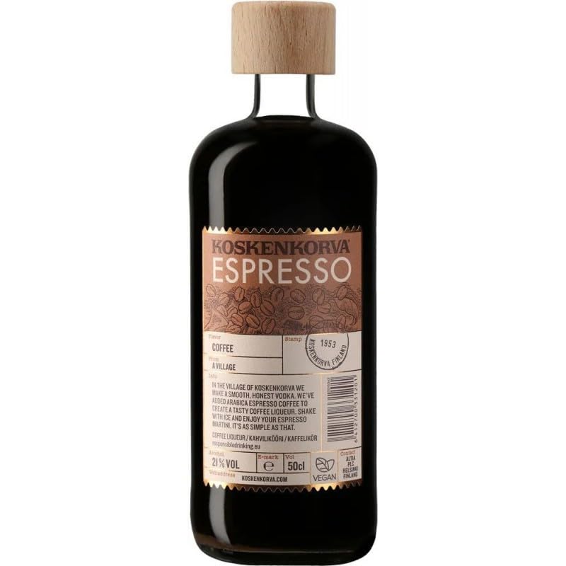 Koskenkorva Espresso Likör 21% Vol. – Aromatischer Kaffeelikör aus Finnland | 0,5L | Intensiver Espresso-Geschmack, ideal pur, auf Eis oder für Cocktails