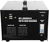3000 Watt Voltage Converter Transformer Heavy Duty Step Up Down Transformer 110V to 220V/220V to 110V Voltage Converter with US Standard, Universal AC Outlets DC 5V USB Port
