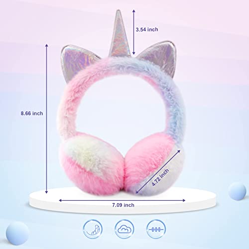Fsteoe Kid Unicorn Full Ear Muffs Girl Winter Ear Warmers Soft Plush Warm Earmuff (A-Blue) #TOP5
