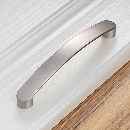 Koofizo Round Foot Cabinet Arch Pull - Brushed Nickel Furniture Handle, 5 Inch/128Mm Screw Spacing, Pack Of 5 For Kitchen Cupboard Door, Bedroom Dresser Drawer, Bathroom Wardrobe Hardware #TOP6