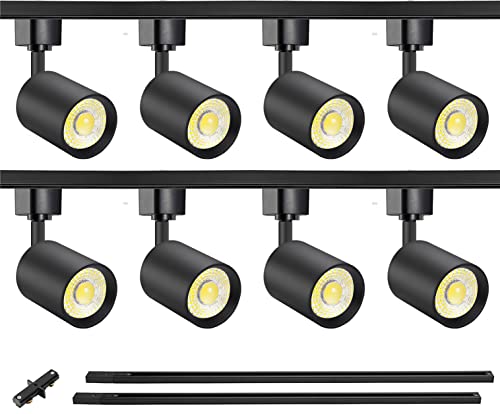 Vanoopee 8-Light Led Track Lighting Kit With 6.6Ft H Type Track Rails, Dimmable Track Light Heads Bright Ceiling Spotlight Fixture For Kitchen Accent Art, 3000K Warm White, No Flicker 10W 800Lm Black #TOP18