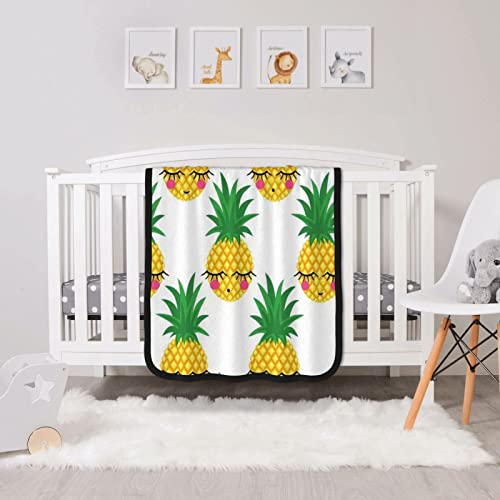 Plaid ananas doux et chaud en flanelle double face compacte