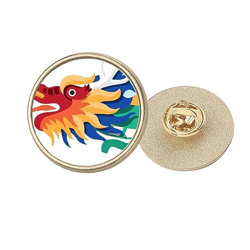 Broche Dragon Chinois Métal Doré Clip Rond Accessoire Traditionnel M