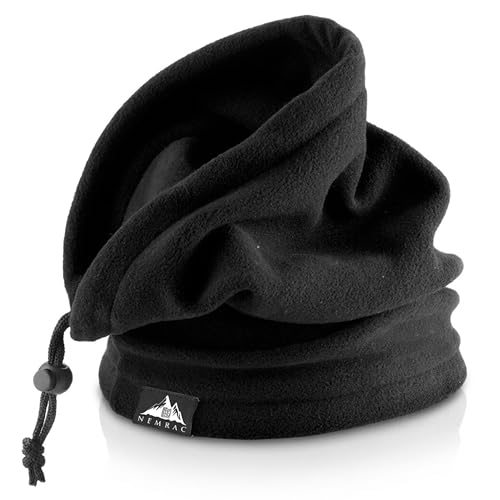 Nemrac Scaldacollo Termico Invernale in Pile, Copricapo per Sport Ciclismo Sci Trekking Pesca Montagna Passeggiata, Scaldacollo Unisex Uomo Donna (Nero)