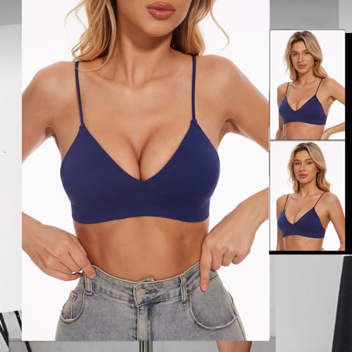 Image of Seamless Bra for Women Low Back Bralette Wirefree Spaghetti Bra with Padded Removeable