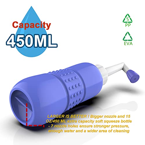 2Pcs-Pack Peri Bottle For Postpartum Essentials, Feminine Care 450Ml Postpartum Perineal Cleansing 15Oz Portable Bidet Travel Bidet With Waterproof Storage Bag (Pink+Blue) #TOP5