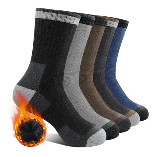 BESTENA Merino Wool Hiking Socks for Men 5 Pairs Thermal