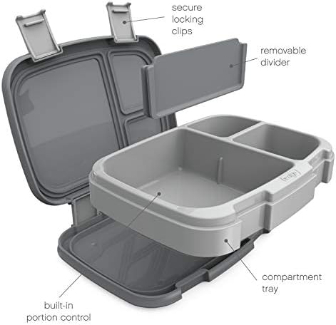 Bentgo® Fresh – Leak-Proof, Versatile 4-Compartment Bento-Style Lunch Box with Removable Divider, Portion-Controlled Meals for Teens and Adults On-The-Go – BPA-Free, Food-Safe Materials (Gray)