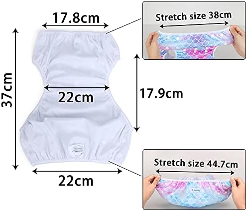 Teamoy Reusable Swim Nappies(Pack of 2), Adjustable Swimsuit Diapers Washable Nappy Covers for Baby Boys & Girls,Mermaid Scales+Ballet Girls