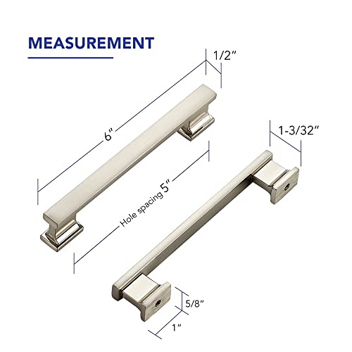 10 Pack Brushed Nickel Cabinet Pulls 6 Inch Kitchen Handles For Cabinets With 5 Inch Hole Center Solid Kitchen Cabinet Handles Satin Nickel Cabinet Pulls Kitchen Cabinet Hardware For Cabinet Cupboard #TOP1