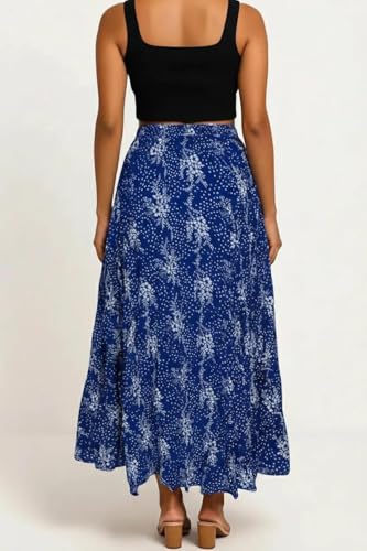 Image of Premium Long Skirt | Stylish Long Crushed Cotton & Unique Prints | Floor Length Skirt for Women | Elastic Waist Premium Maxi Skirt - Comfortable Casual Wear