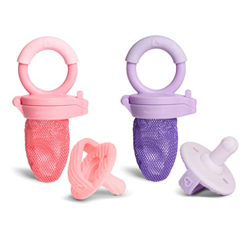 Image of Munchkin® Fresh Food Feeder and Pacifier Teething Set, Coral/Purple