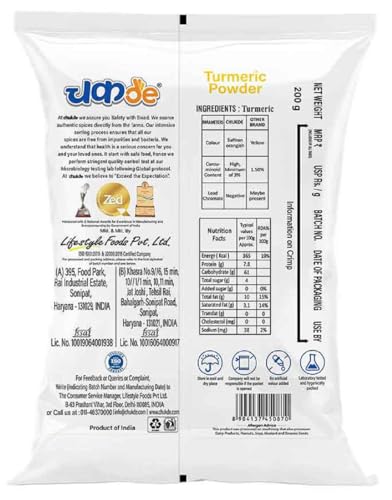 Image of Chukde - Haldi Powder - Turmeric Powder - Ground Spice for Authentic Flavor and Wellness - Ideal for Cooking, Herbal Teas, Health Benefits, and Skincare - 200 Gm