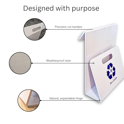 Image of Box Caddy Cardboard Recycling Organizer. Store & Carry boxes. (White) | Eliminates Cardboard Clutter. High Capacity, Durable, Indoor /Outdoor. Home and Business use.