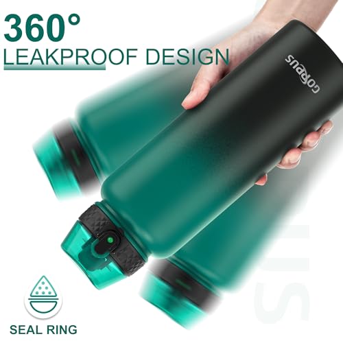 GOPPUS 1.2L/40oz Stainless Water Bottle with Straw Double Wall Insulated Bottles with Strap Large Vacuum Thermal Flask Leakproof Keep Cold Drinks Bottles with Flip Top Lid for Men Women BPA Free - Image 3