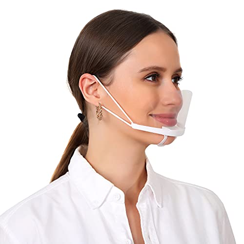 10 Pack Transparent Hygienic Open Face_Mask Shield for Foodservice, Hospitality, and Retail – Anti-Fog, Reusable, Clear Face_Mask with Chin Rests