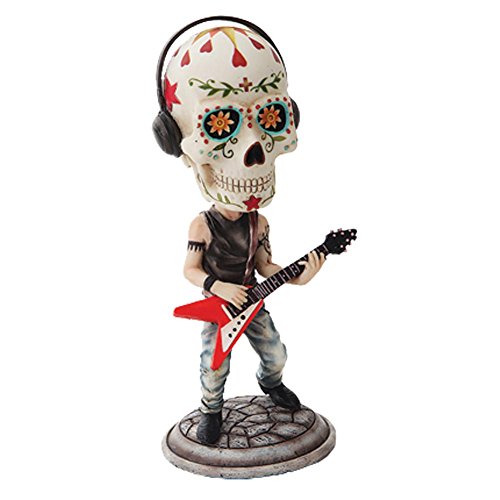 PTC 7 Inch Day of The Dead Bobblehead Guitarist Painted Figurine