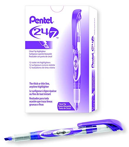 Pentel 24/7 Chisel Tip Liquid Highlighter, Violet Ink, Box Of 12 (Sl12-V) #TOP1