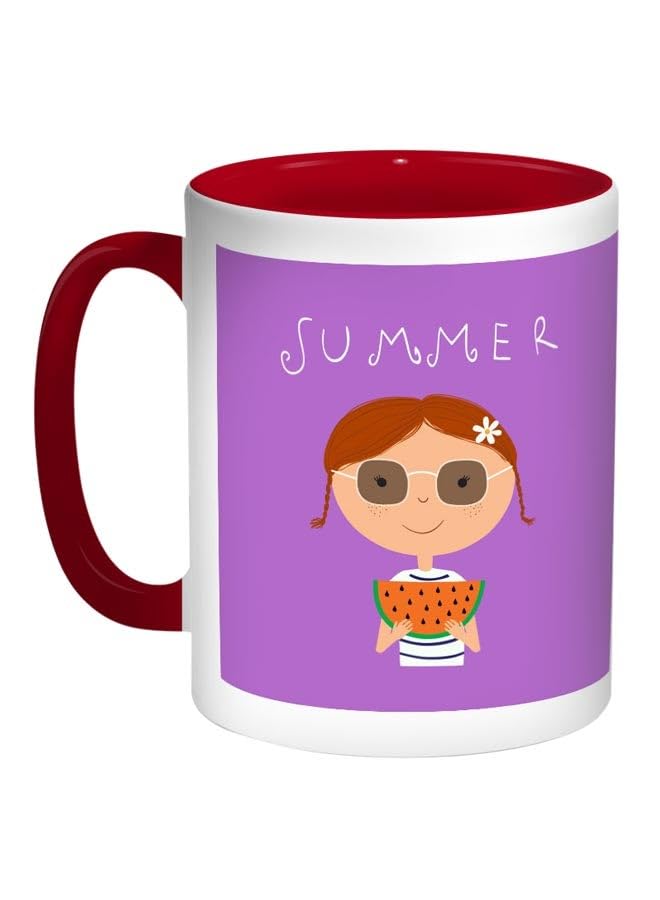 RYN Summer Season Printed Coffee Mug 11 Ounce Purple/Red/White