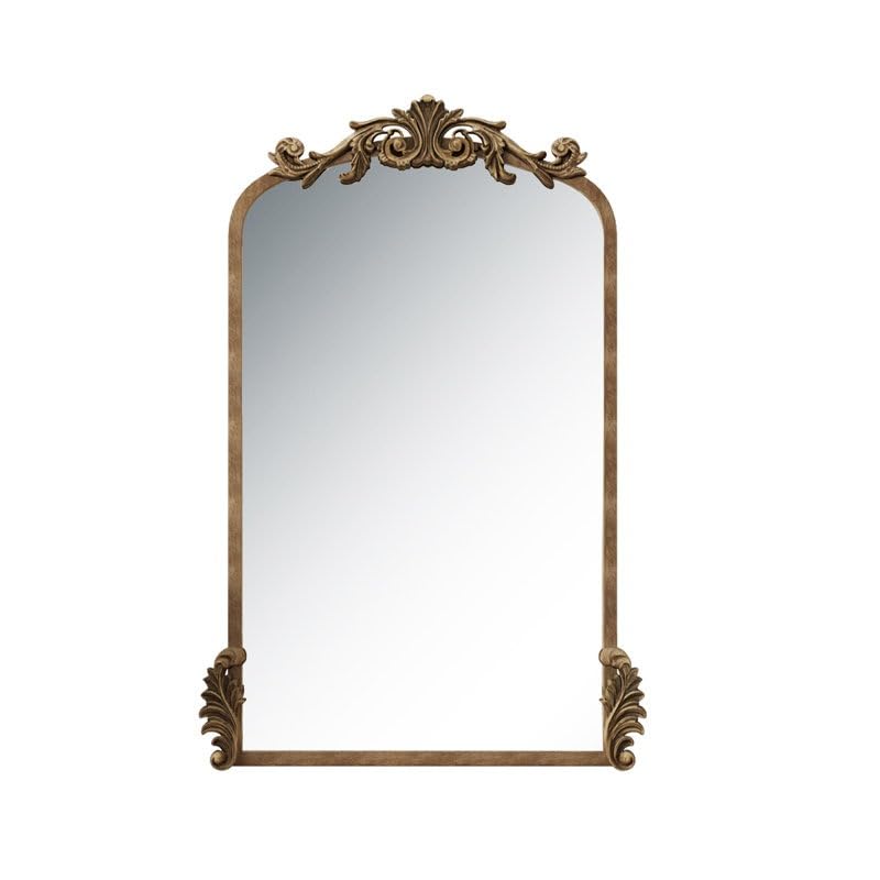 Image of Vintage Carved Mirror - Vertical Wooden Frame, Stylish and Timeless Wall Decor (60 x 100 Cm)