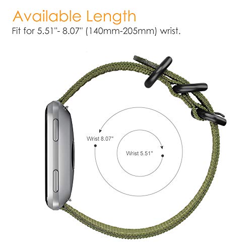 Fintie Bands Compatible With Fitbit Versa 2 / Versa/Versa Lite Edition, Soft Nylon Replacement Strap Wristband Accessories Compatible With Fitbit Versa Smart Watch - Olive #TOP6