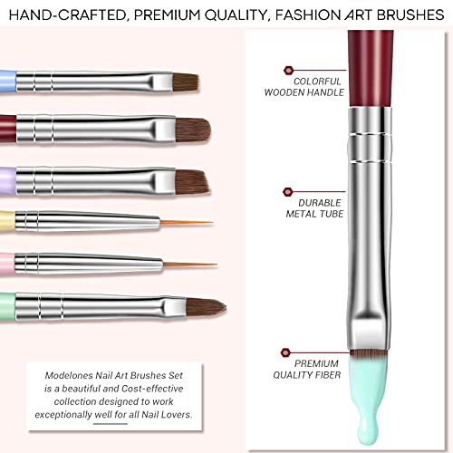 Modelones Nail Art Brushes With Gel Top Coat #TOP3