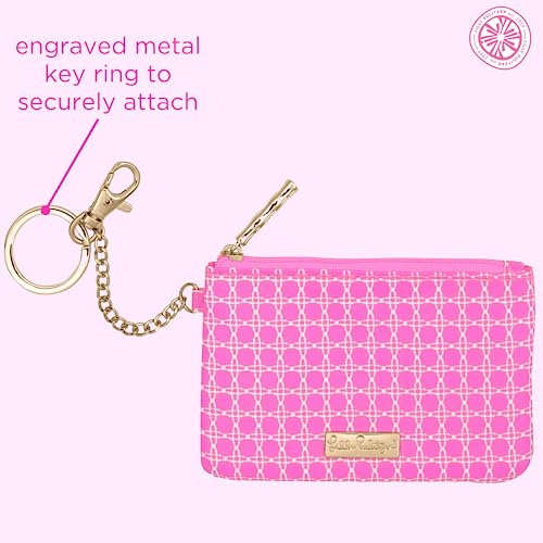 Lilly Pulitzer ID Holder Wallet, Wallet with Zip Close, Cute Card and ID Case for Women, Havana Pink Caning3