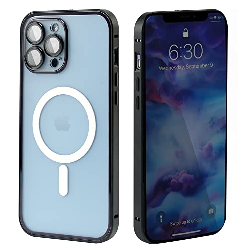 Vollständige Schutzhülle für iPhone 13 Pro Max, nur kompatibel mit MagSafe, schlanke Basic-Hülle mit Metallrahmen, mattiertes Anti-Fingerabdruck-Design auf der Rückseite von WeLohas Cover