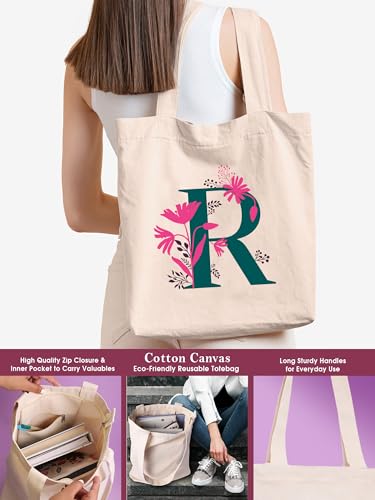 Image of DOODLE Monogram R Diary Gift Set with Tote Bag and Pouch | B6 Soft Bound Ruled Notebook | Stationery Gift Set for Women